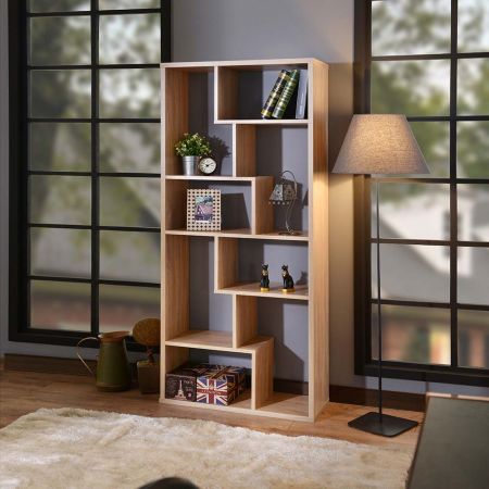 Libreria in compensato di legno di deriva di 180 cm di altezza con impiallacciatura di carta - Libreria in compensato di legno di deriva di 180 cm di altezza con impiallacciatura di carta